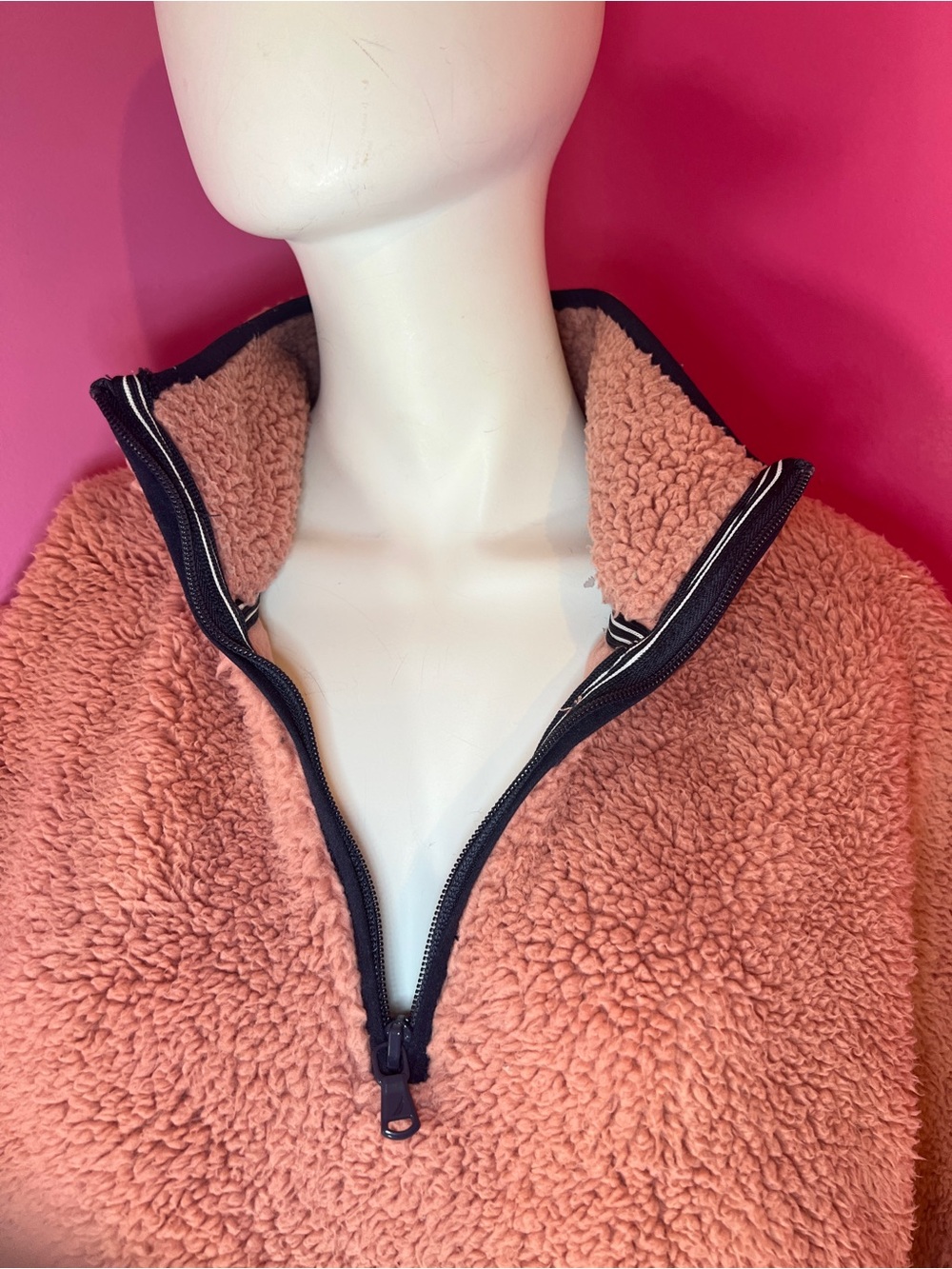 Nautica Soft sherpa pullover jacket in mauve size Large - Picture 6 of 7